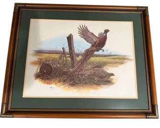 35 x 28 Framed Pheasant Print By Don Balke signed numbered