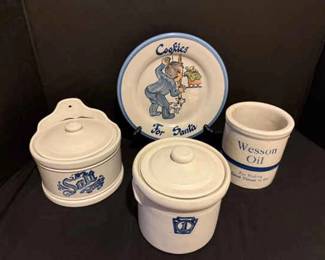 Blue White Stoneware Crocks Dishes