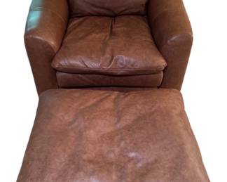 Cibola Furniture Brown Faux Learher Armchair Ottoman
