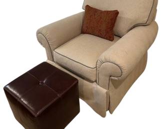 Highland House Francoise Armchair w Faux Leather Ottoman