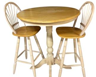40 Tall Oak Table Two Swivel Stools