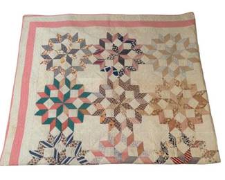 HandSewn Pink White Quilt