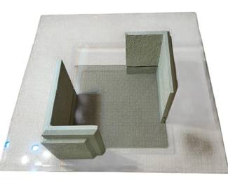 1980s Post Modern Square Plaster Glass Coffee Table