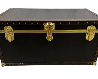 Vintage Black Steamer Trunk Storage Chest