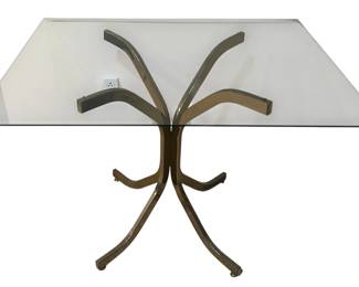 MidCentury Brass Glass Accent Table