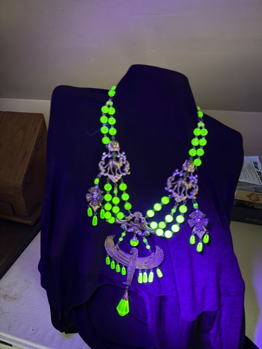 ONE OF A KIND   VERY RARE   CZECH EGYPTIAN REVIVAL 1920'S URANIUM BRASS NIEGEL BROTHERS?