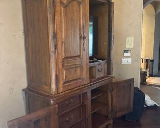 Southern Living Solid Wood Wardrobe with bottom drawers and shelves 83” tall x 53” x 24”-$200