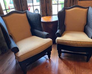 Ratan and upholstered high back wingchair (2) each $290 seat 22 “ back 40”
W29" x D26”