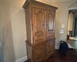 Southern Living Solid Wood Wardrobe with bottom drawers and shelves 83” tall x 53” x 24”-$200