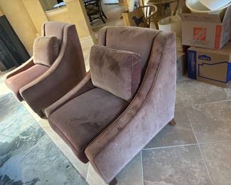 Brown Velvet Chairs Excursions by Lane Venture (4) Each $190 19" 34"x 39"