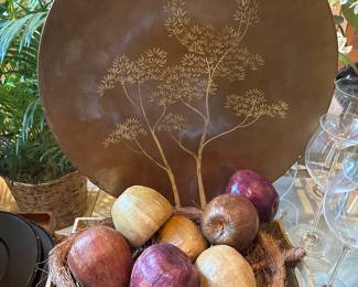 Lot of Assorted Designer Decor, Stemware, faux flowers and plants, dishes, platters, baskets, boxes, vases, clocks urns, bowls etc.-$400