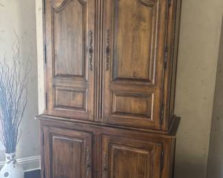 Southern Living Solid Wood Wardrobe with bottom drawers and shelves 83” tall x 53” x 24”-$200