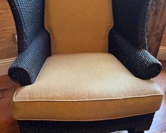 Ratan and upholstered high back wingchair (2) each $290 seat 22 “ back 40”
W29" x D26”