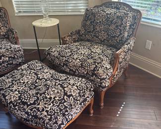 2 Black and Beige Accent chairs each $220 19 x 30 x 35”
foot rest 16” x 33” x 23”