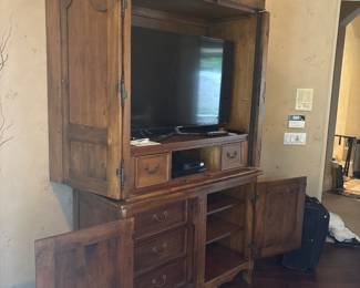 Southern Living Solid Wood Wardrobe with bottom drawers and shelves 83” tall x 53” x 24”-$200