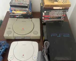 Four Playstations, Five Controllers and Assortment of Games