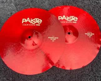 Pair of Paiste Color Sound 900 14 Sound Edge HiHat Cymbals in red
