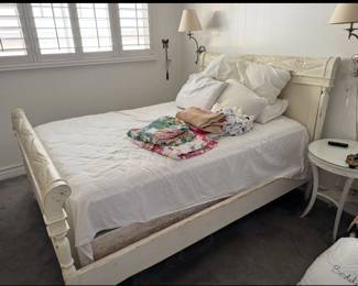 Rustic white bed frame