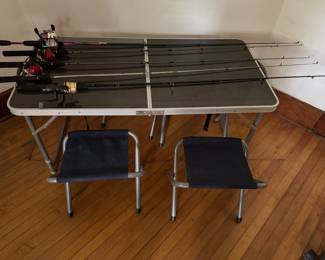 Foldable Picnic Table w/Chairs, Fishing Poles