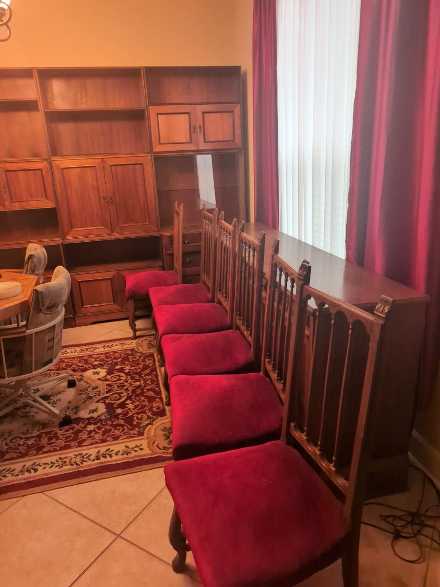 6 chairs and oak buffett - $100.