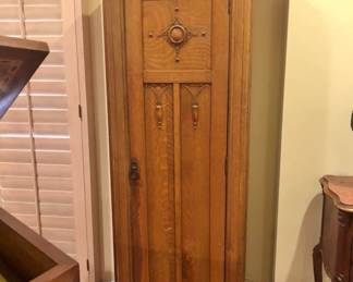 1920's Tiger Oak Skinny Armoire