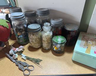 Vintage buttons and sewing