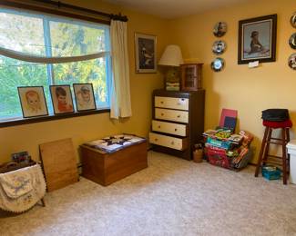 Vintage games, small hippie chest on wheels