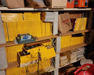 A whole wall of National Geographic magazines