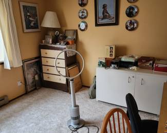 Vintage dresser, native
American art collector plates