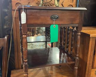 Antique solid wood side table 26” tall 15” x 18” $60 + tax