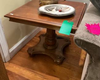 Solid wood side table 17” tall 20” x 20” $56 + tax