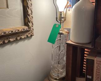 Cut glass vintage table lamp 28” tall $40 + tax