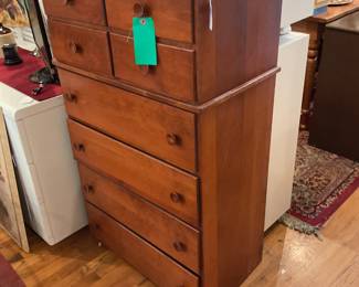 Vintage solid wood 8 drawer dresser 28” x 15.5” x 46.5” $272 + tax