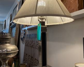 Black and silver tones modern table lamp 25” tall $32 + tax