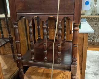 Antique solid wood side table 26” tall 15” x 18” $60 + tax