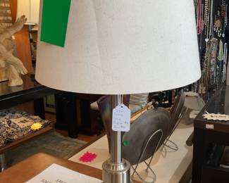 Silver toned modern table lamp 23.5” $32 + tax
