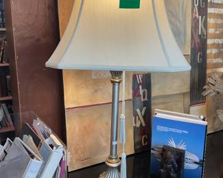 Silver toned table lamp 35” tall $32 + tax