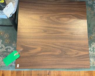 Retro wood laminate and metal leg side table 23.5” x 23.5” x 16.5” $80 + tax