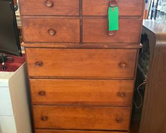 Vintage solid wood 8 drawer dresser 28” x 15.5” x 46.5” $272 + tax