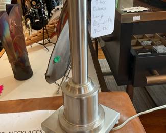 Silver toned modern table lamp 23.5” $32 + tax