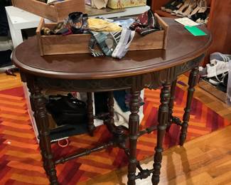 Burled wood antique side table $100 + tax