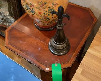 Antique drop leaf wood end table 27” tall 29” x 24” with leafs up $120 + tax