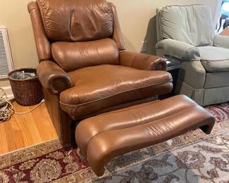 A8 - $125. Motioncraft Leather Recliner. No rips but there is some staining on the arms. Measures 38" wide x 40" deep x 39" tall.