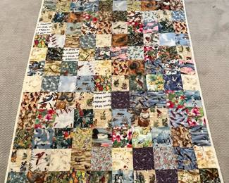 B5 - $40. Vintage Bird-Fowl Patchwork Quilt. Measures 56.5" x 81.5".