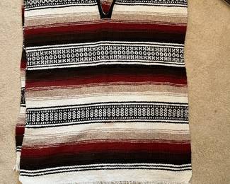 B38 - $35. Vintage Handmade Adult Poncho Mexican Serape. Measures 38 x 29.5