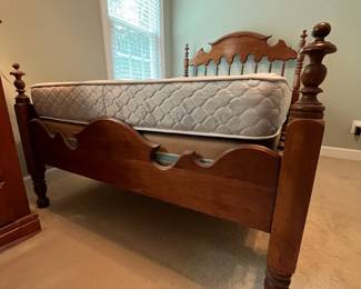 B23 - $50. Antique Sleigh Bed Double. Mattress is clean and included if you want it. Measures 53.3" wide x 52" tall at headboard. Has been repaired. Is useable but not perfect.