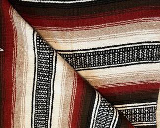 B38 - $35. Vintage Handmade Adult Poncho Mexican Serape. Measures 38 x 29.5