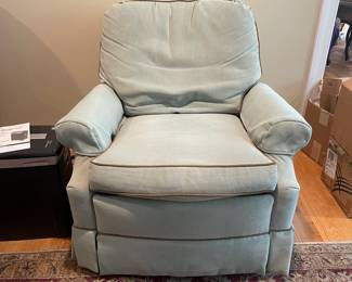 A9 - $50. Motioncraft Upholstered Recliner. Measures 35" wide x 34" deep x 33" tall. Well loved but comfortable!