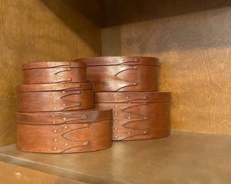 G18 - $50. Set of 5 Cabin Crafters Shipshewana Ind. Shaker Bentwood Pantry Boxes