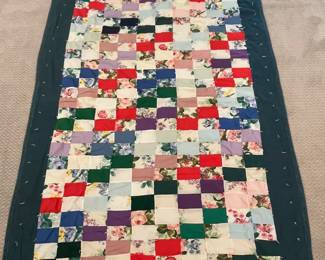 B9 - $30. Vintage Square Patchwork Floral Quilt. Measures 57.5" x 72".